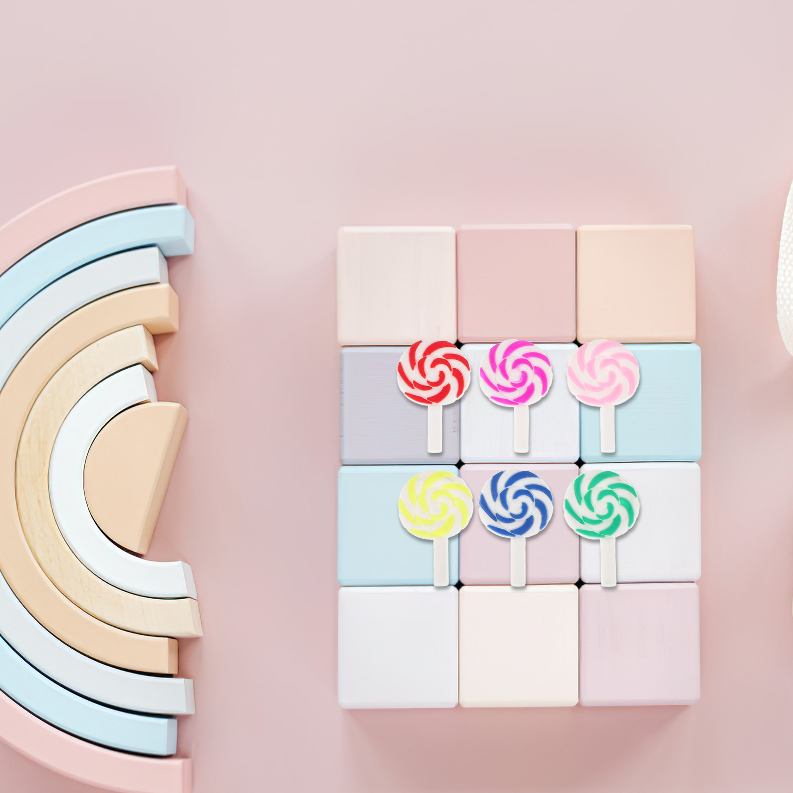 Craft Embellishments - 36Pcs Vibrant Rainbow Lollipop Craft Embellishments