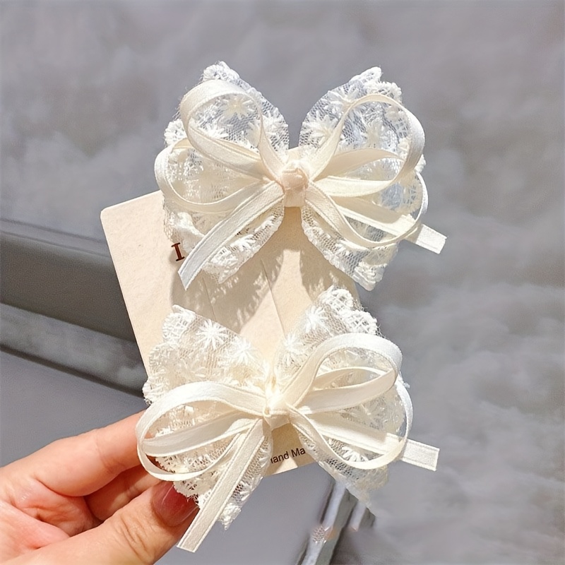 2Pcs Elegant Lace Bow Hairpins - Lace Ribbon Trim review and price