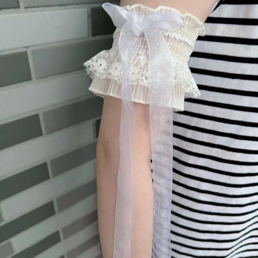 Fashion Lace Lolita Arm Sleeve - Lace Ribbon Trim review and price