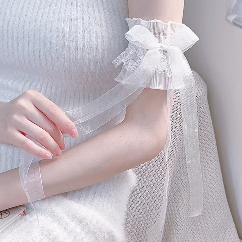 Fashion Lace Lolita Arm Sleeve - Lace Ribbon Trim review and price