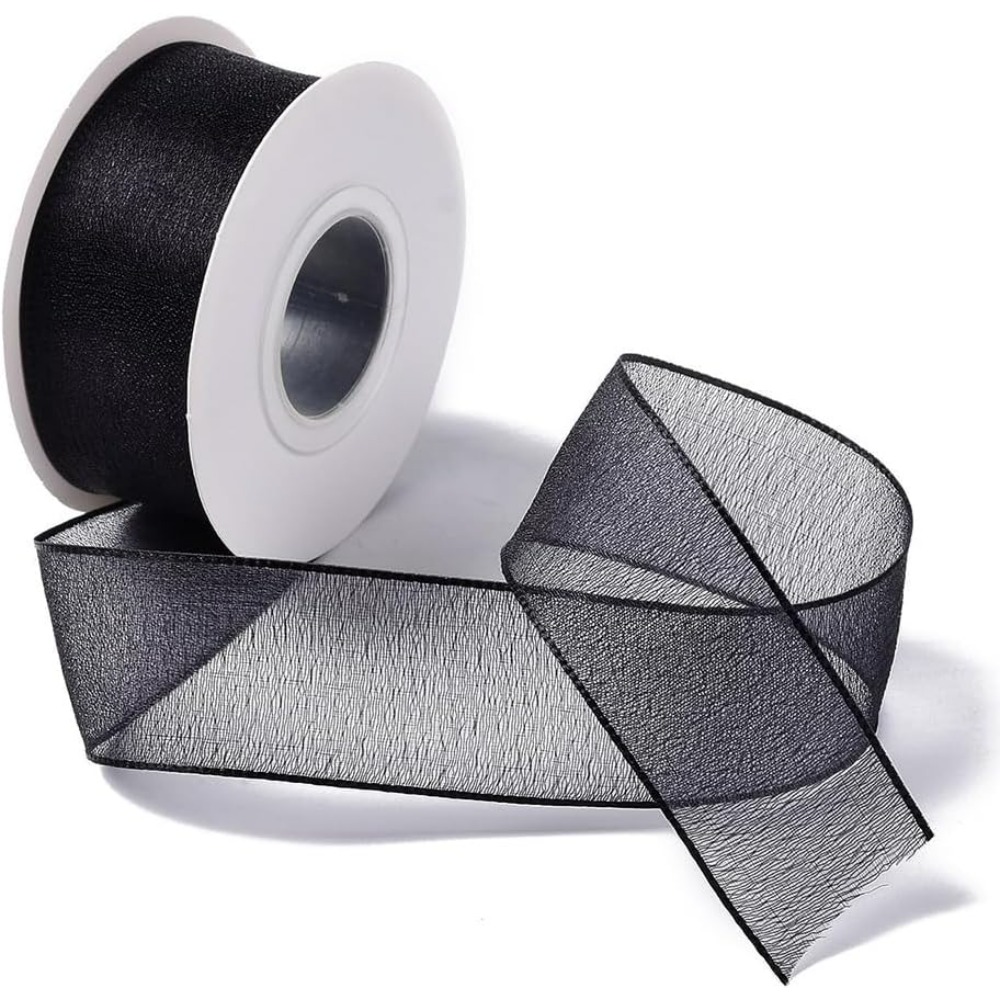 1Inch Black Organza Ribbon Wir - Organza Ribbon Spool review and price