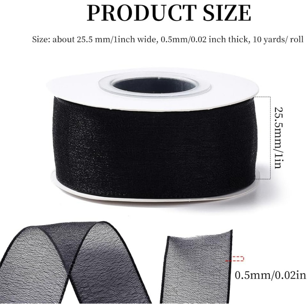 1Inch Black Organza Ribbon Wir - Organza Ribbon Spool review and price
