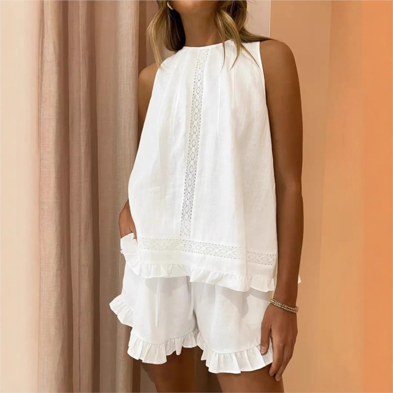 New Women Summer 2Piece Set Wh - Elastic Lace Trim review and price