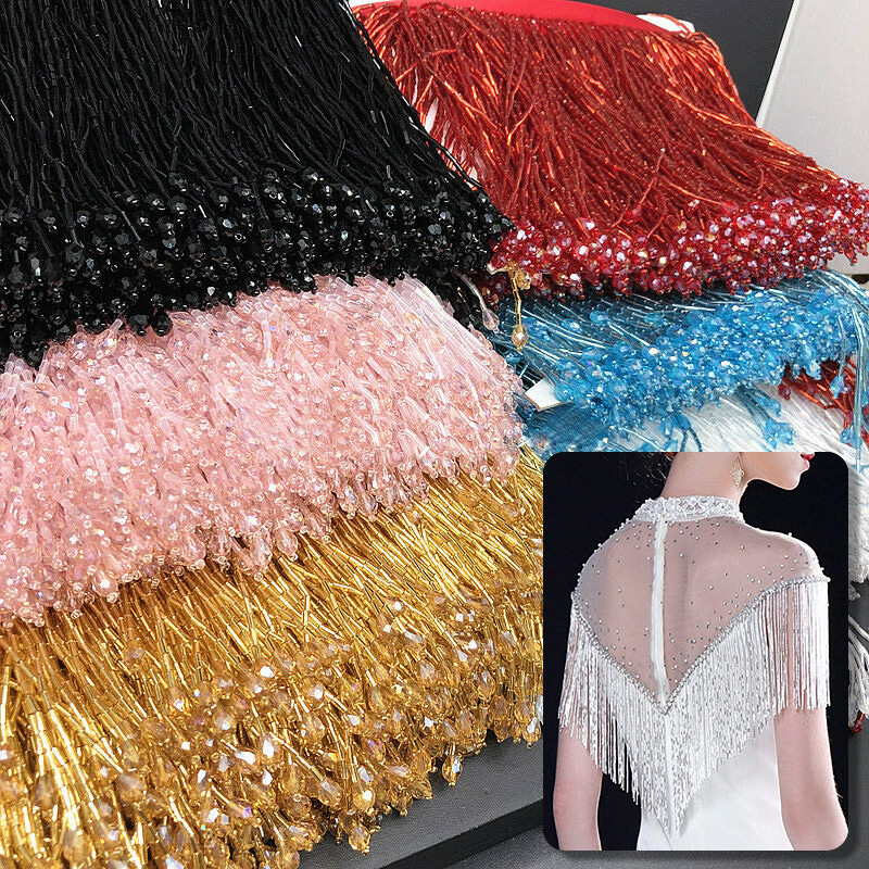 90x15cm Crystal Tassel Lace Be - Beaded Trim Fringe review and price