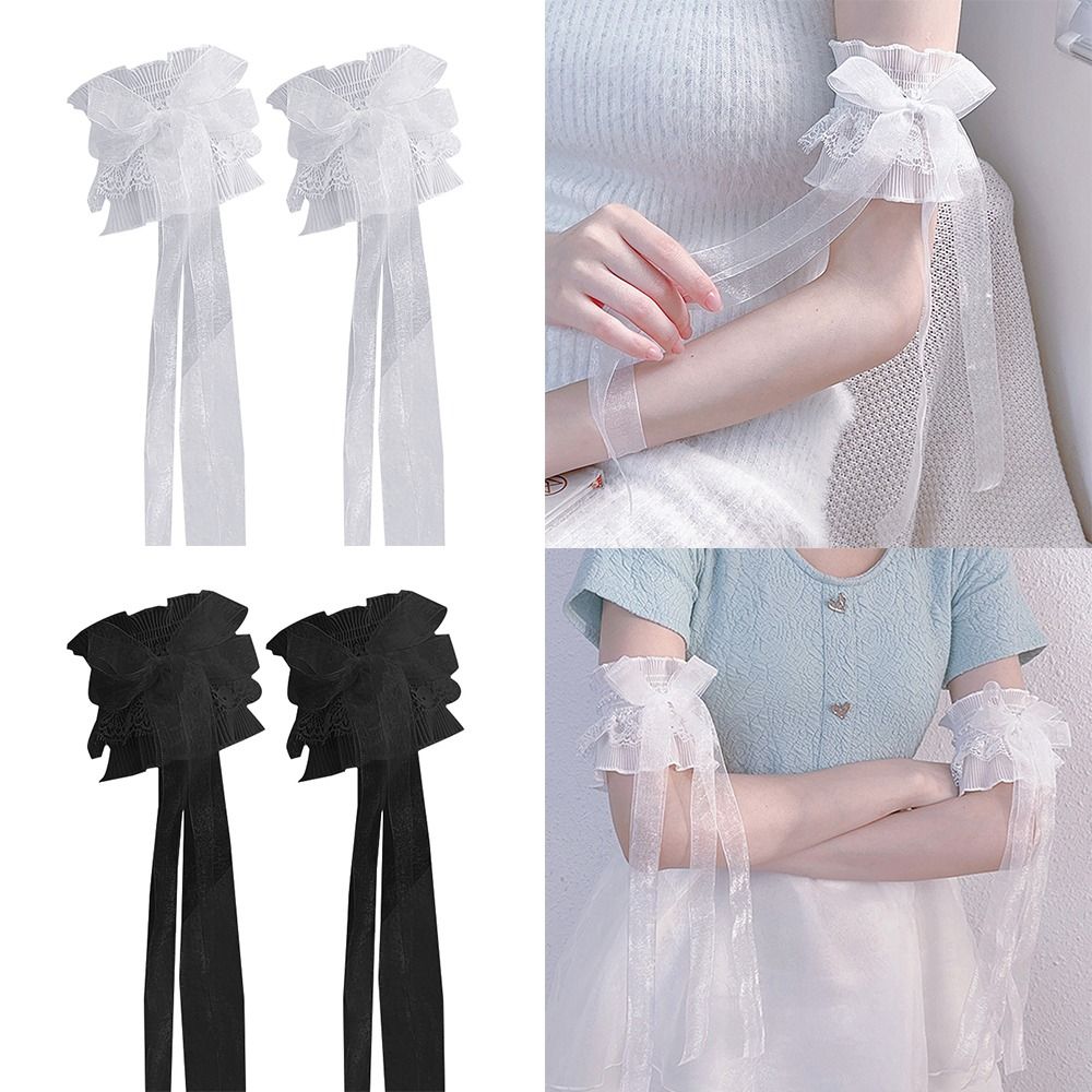 Arm Warmers Bowknot Arm Sleeve - Lace Ribbon Trim review and price