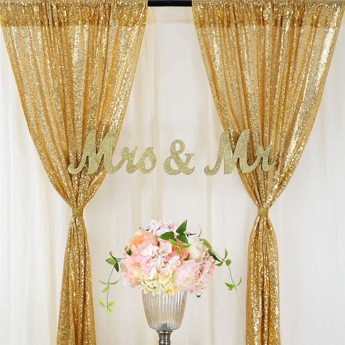 2PCS Gold Sequin Party Backdro - Sequin Fabric Panel review and price