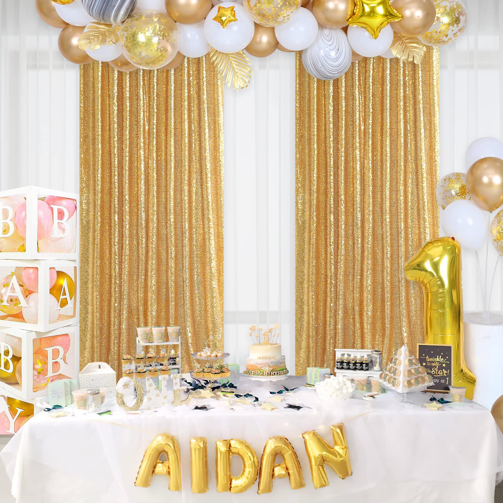 2PCS Gold Sequin Party Backdro - Sequin Fabric Panel review and price