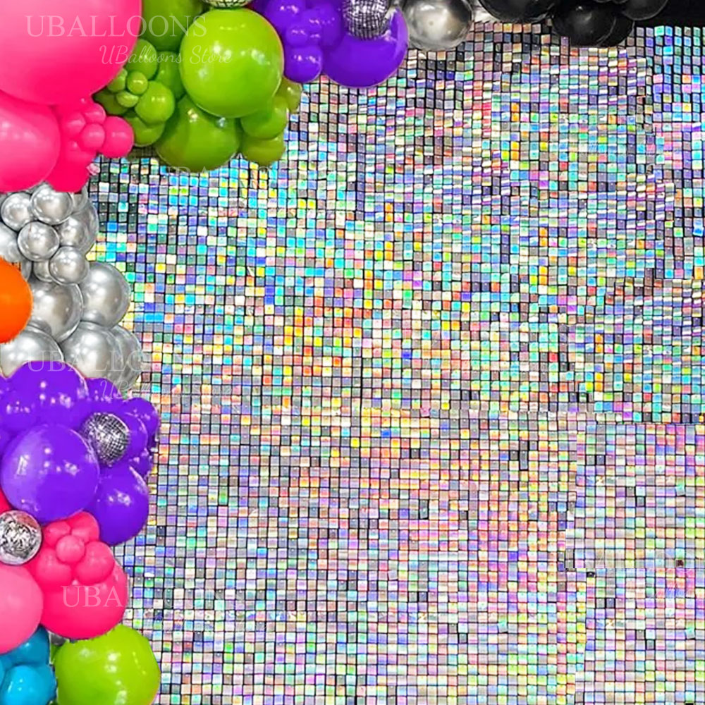 Iridescent Silver Shimmer Wall - Sequin Fabric Panel review and price