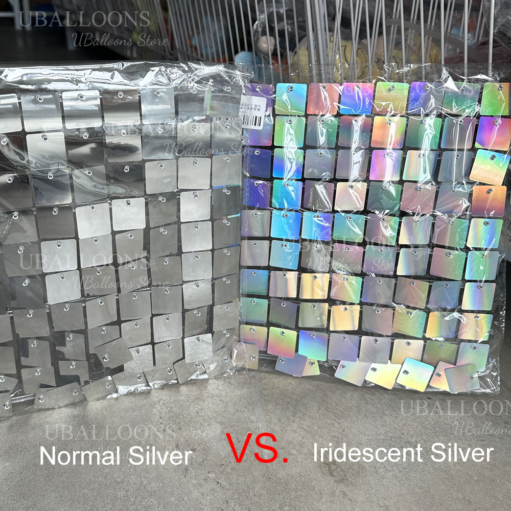 Iridescent Silver Shimmer Wall - Sequin Fabric Panel review and price