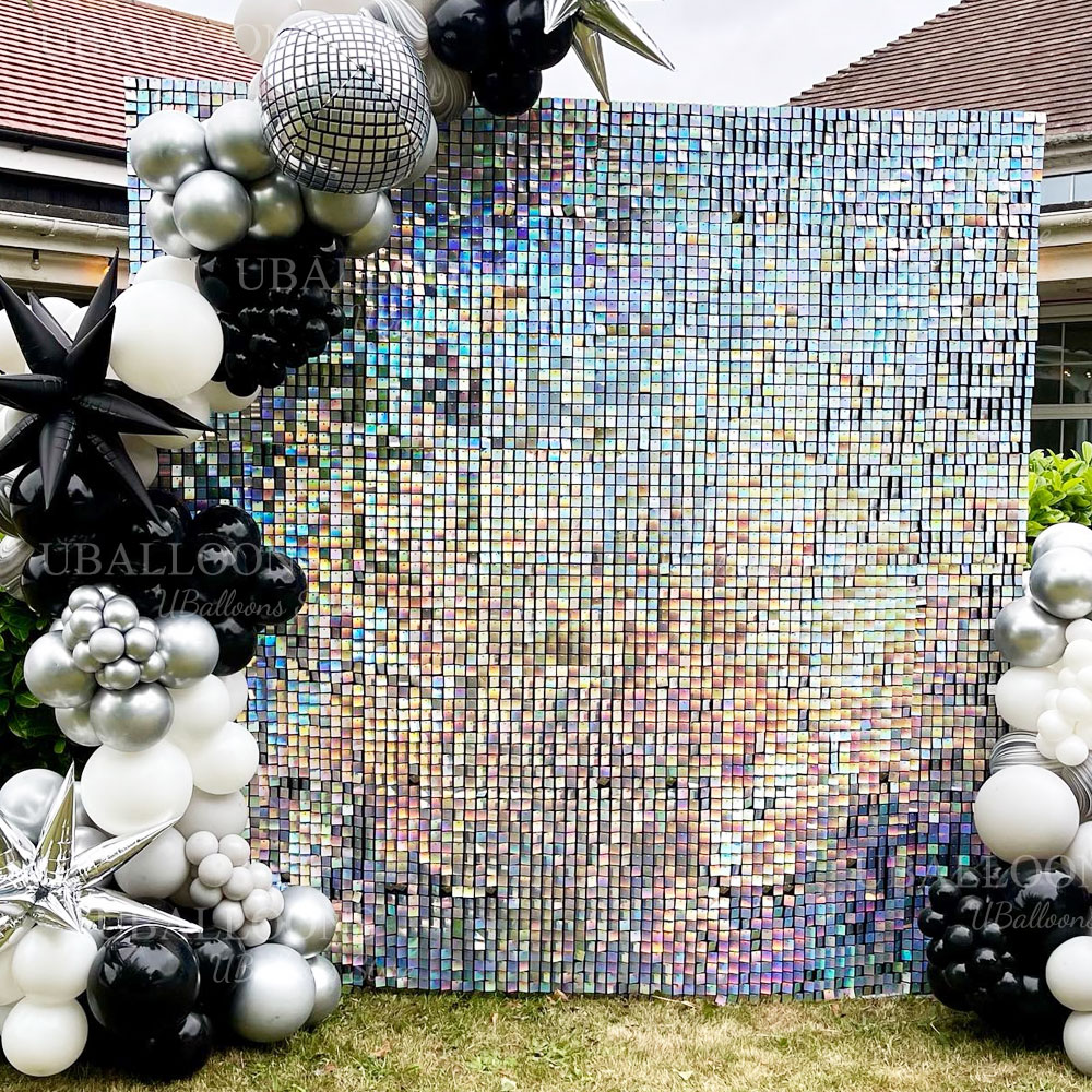 Iridescent Silver Shimmer Wall - Sequin Fabric Panel review and price